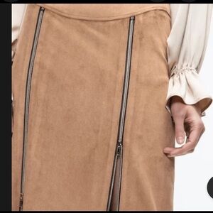 Vivienne Hu NY Caramel Color Suede feel Zippered Skirt